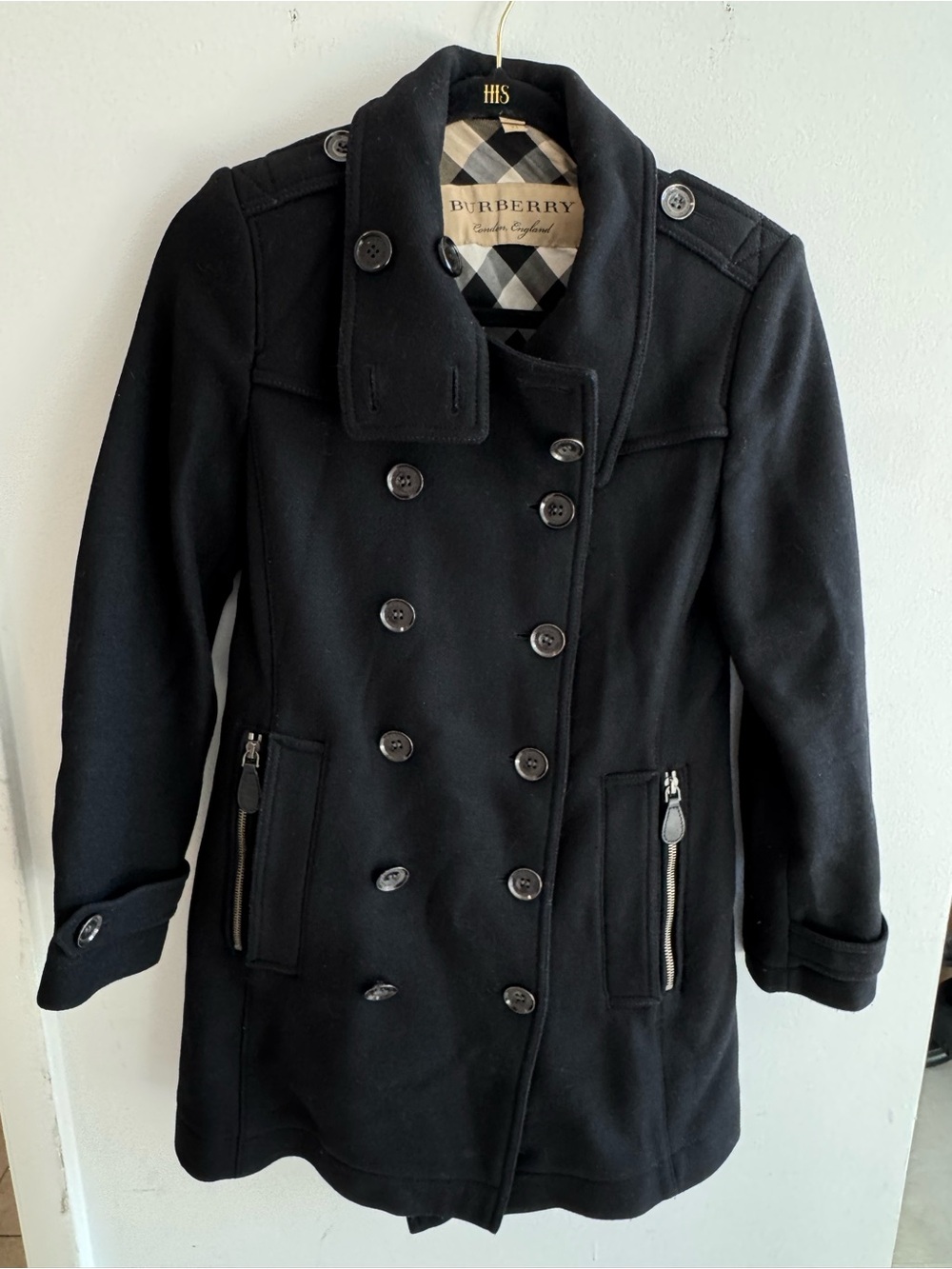 Burberry Daylesmoore Black Wool Cashmere Double Breasted Pea Coat